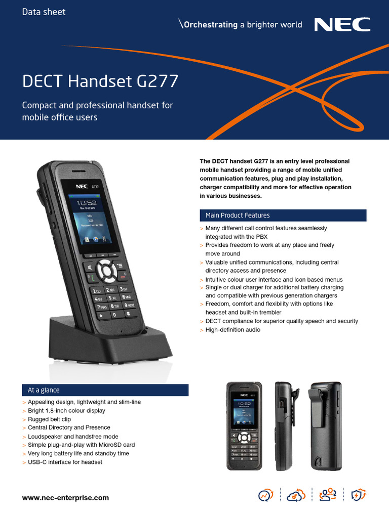 NEC G277 DECT Handset Overview | PDF | Electrical Engineering | Computing