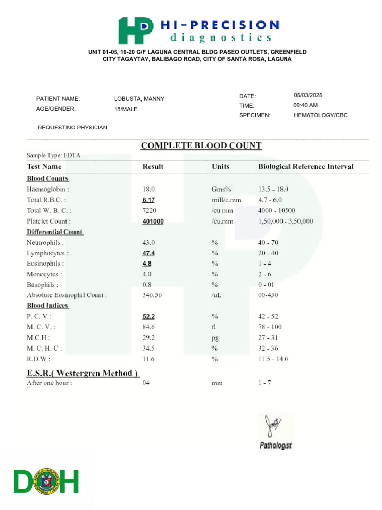 Medical Certificate and Lab Results | PDF | Medical Specialties ...