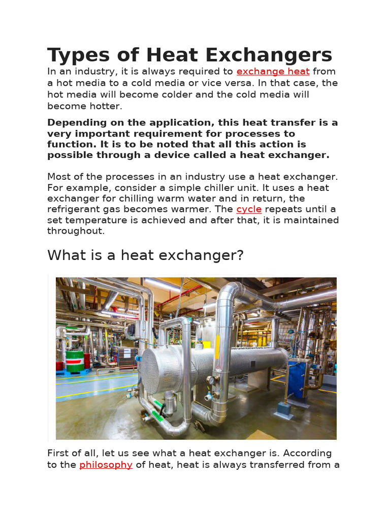 Types of Heat Exchangers Explained | PDF | Heat Exchanger | Heat