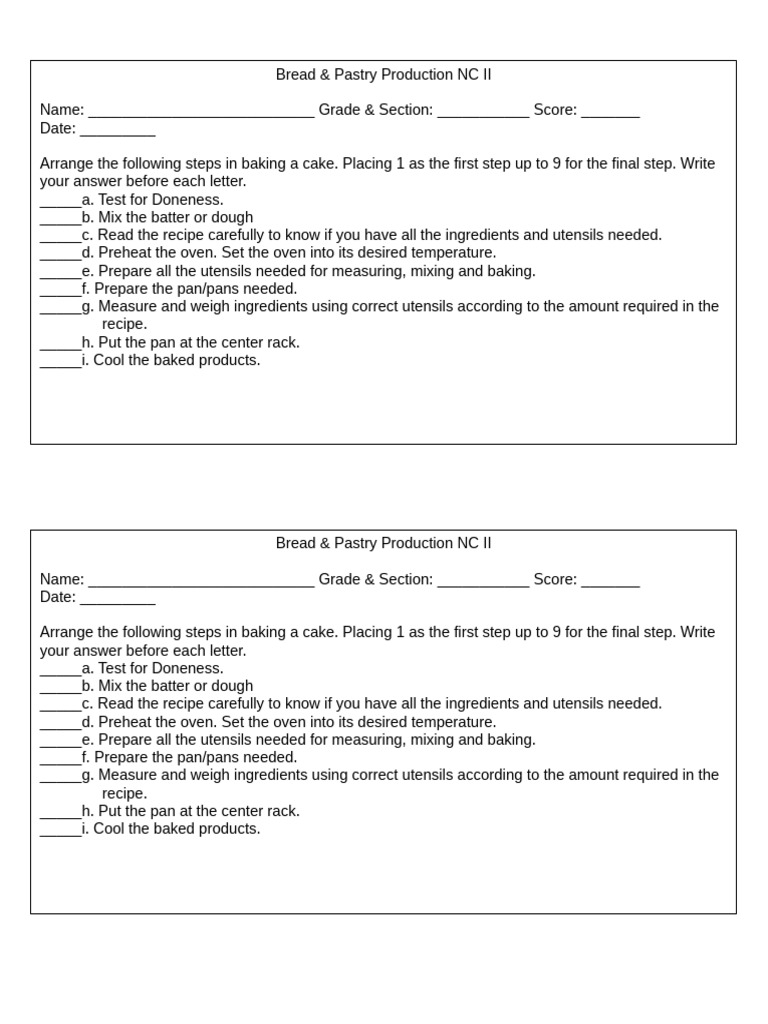 Cake Baking Steps Guide | PDF