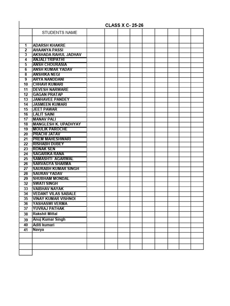 Class X C Student List | PDF