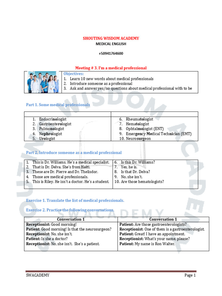 Medical English for Professionals | PDF | Medicine | Health Care