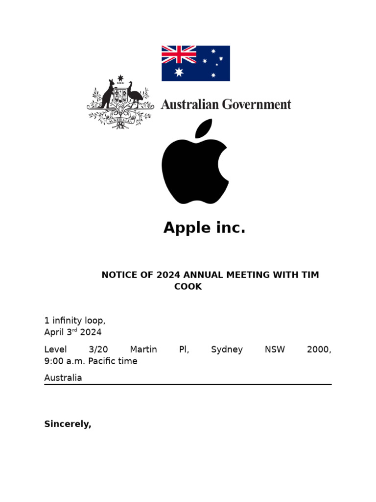 Annual Meeting Letter With Tim Cook | PDF