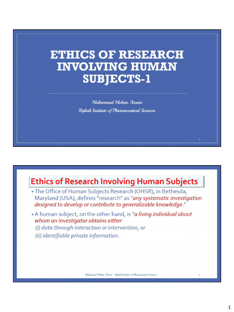 7 Ethics of Research Involving Human Subjects-Combined I | PDF