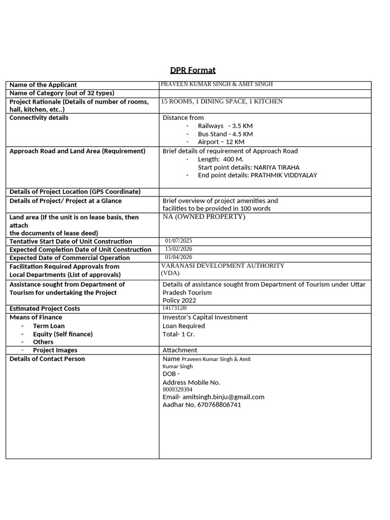 DPR Format | PDF