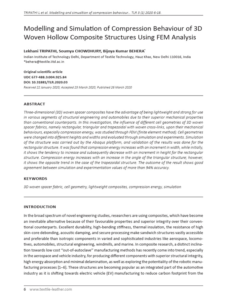 FEM Analysis of 3D Woven Composites | PDF | Composite Material | Young ...