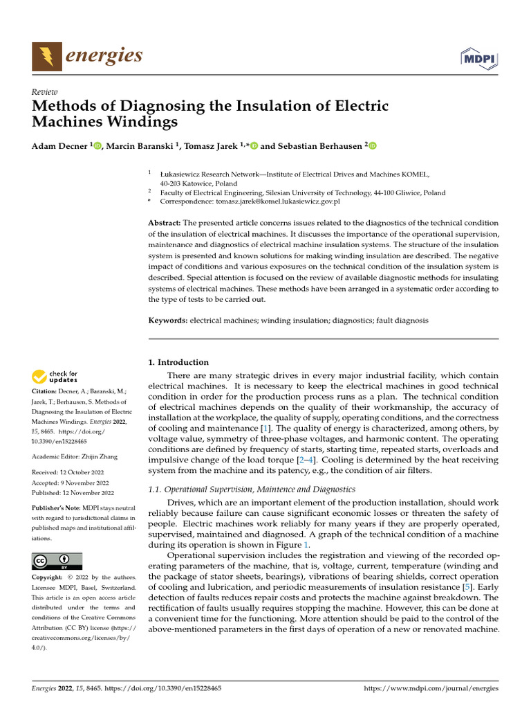 Methods of Diagnosing The Insulation of | PDF | Insulator (Electricity ...