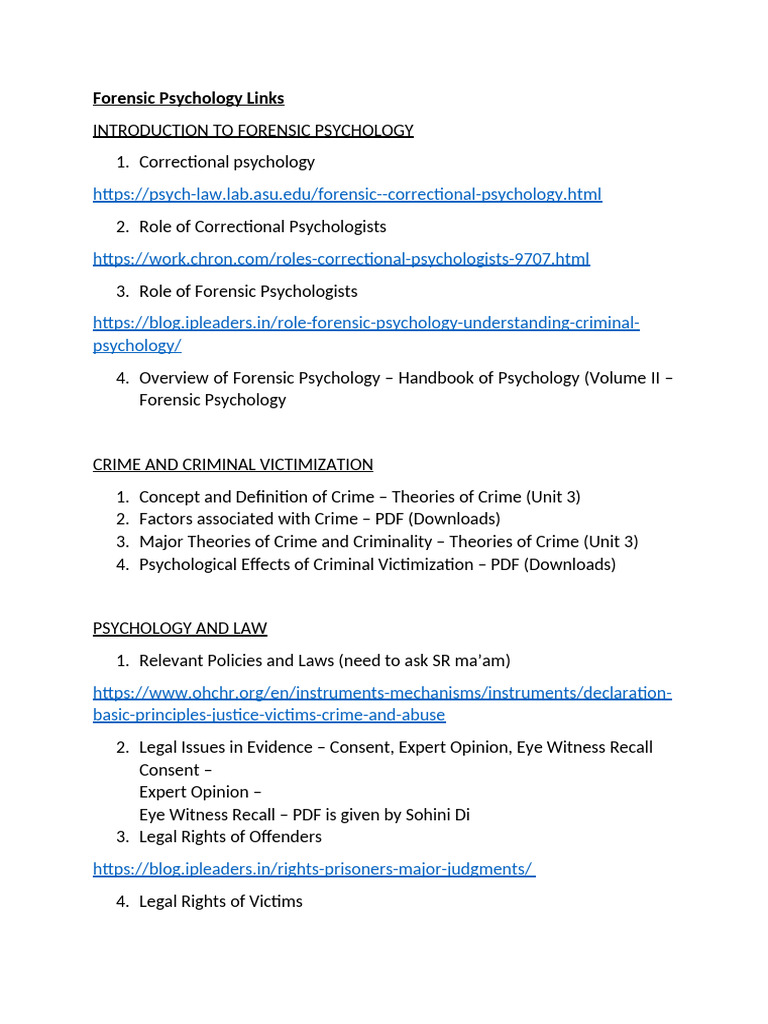 Forensic Psychology Links | PDF