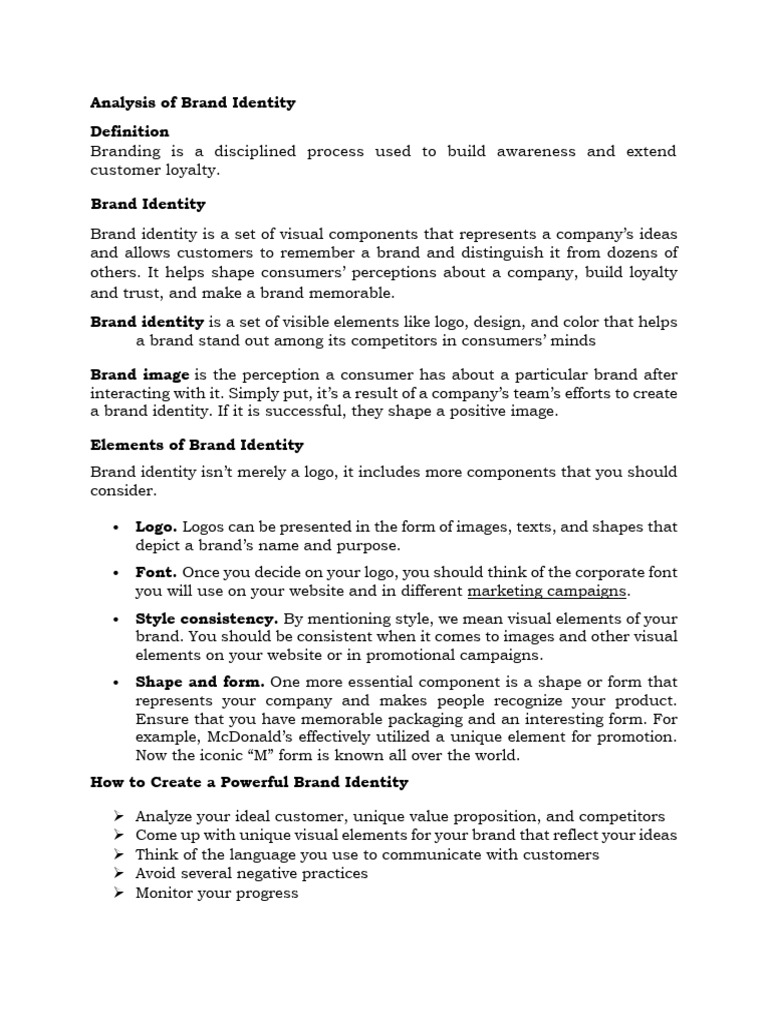 Analysis of Brand Identity Notes | PDF | Brand | Marketing