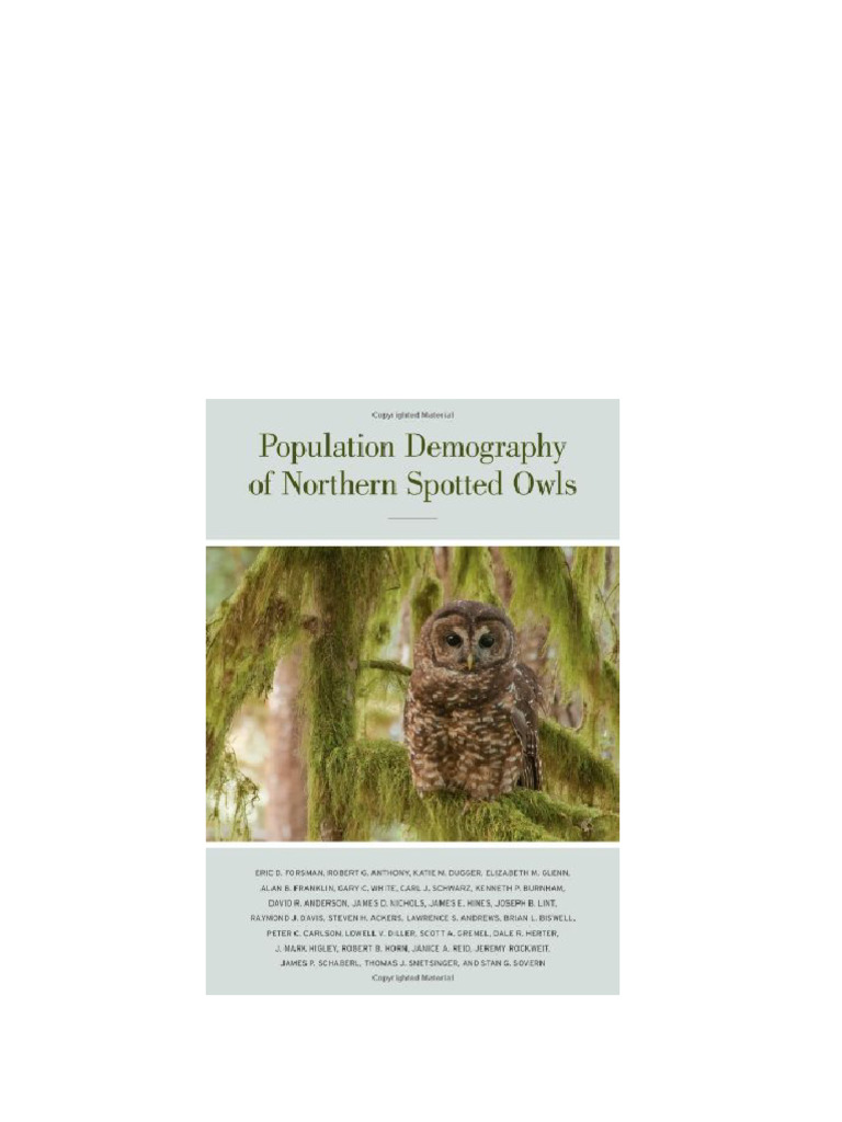 Population demography of northern spotted owls Forsman download PDF Population demography of northern spotted owls Forsman download PDF