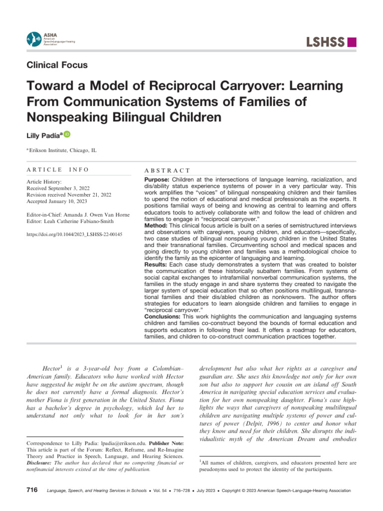 Reciprocal Carryover in Bilingual Families | PDF | Multilingualism ...