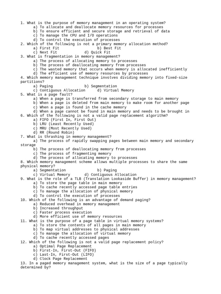 Memory Management in Operating Systems | PDF | Cpu Cache | Computer ...