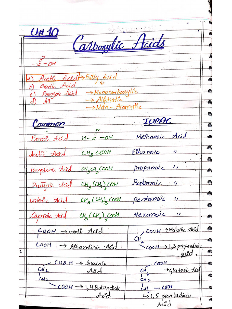 Carboxylic Acids Notes | PDF