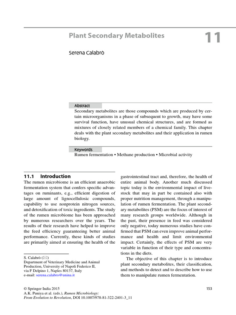 Plant Secondary Metabolites | PDF | Polyphenol | Ruminant