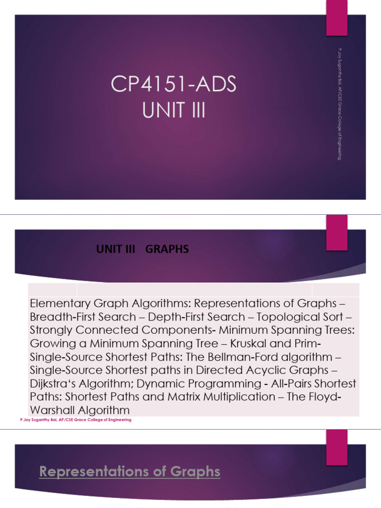 Graph Algorithms and Representations | PDF | Algorithms | Theoretical ...