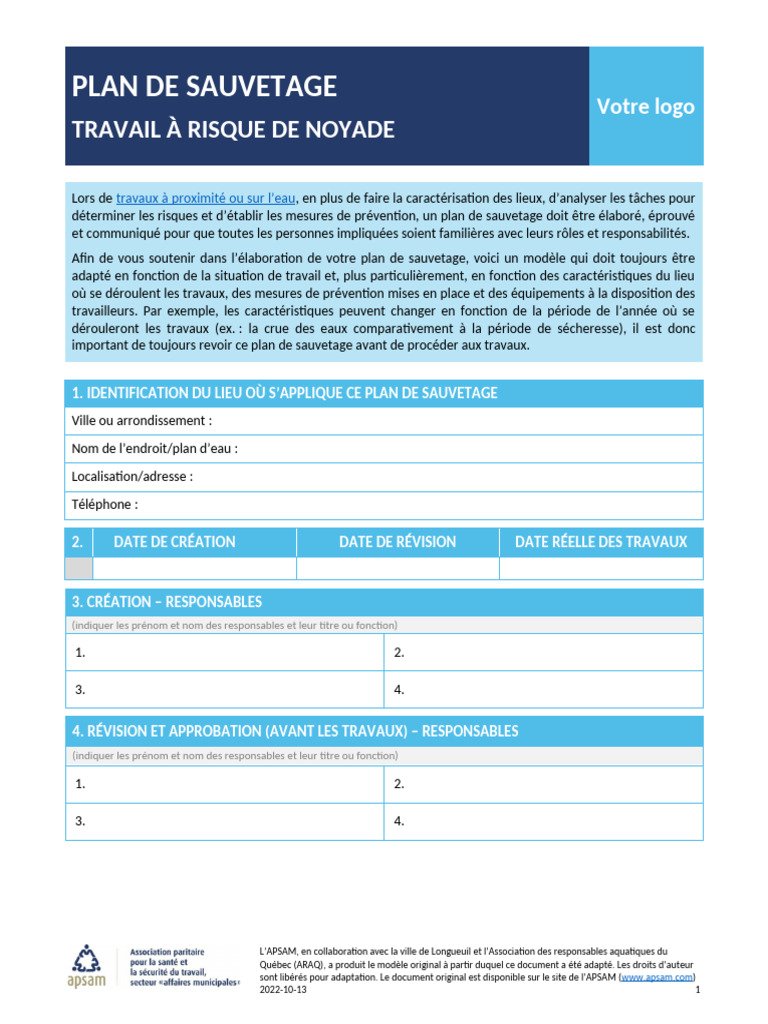Plan de Sauvetage en Cas de Noyade | PDF