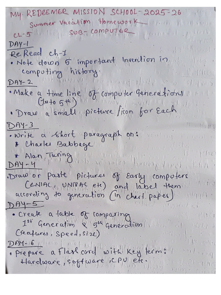 Computer Class 5 H HW | PDF