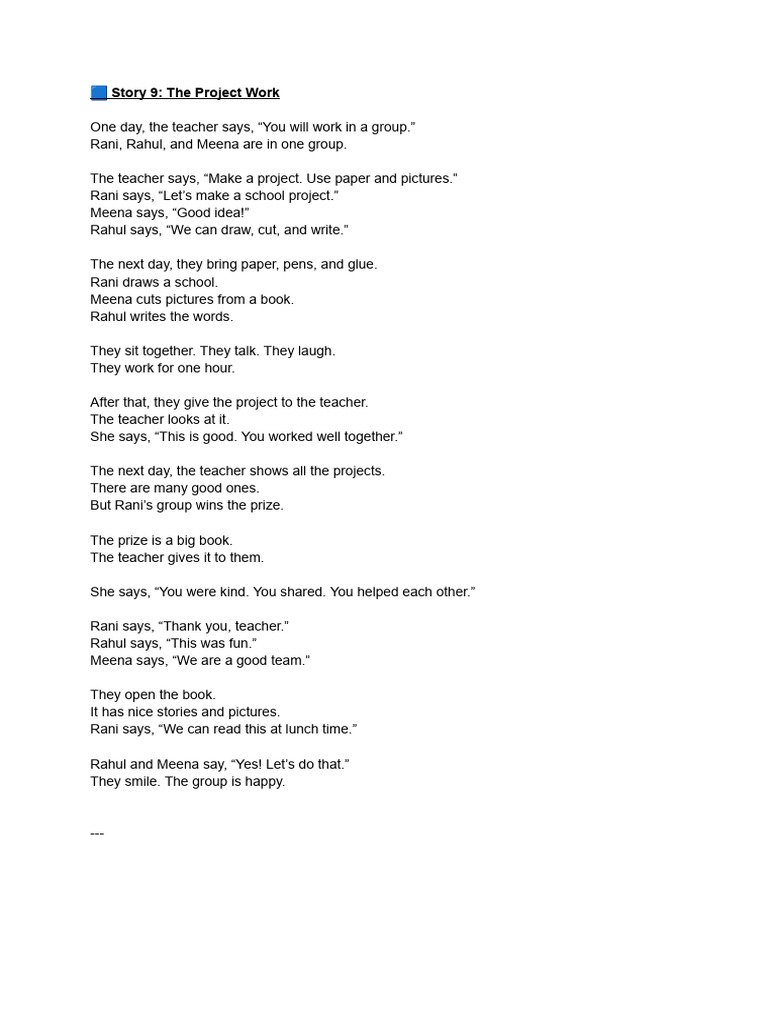 Story 9 - The Project Work | PDF