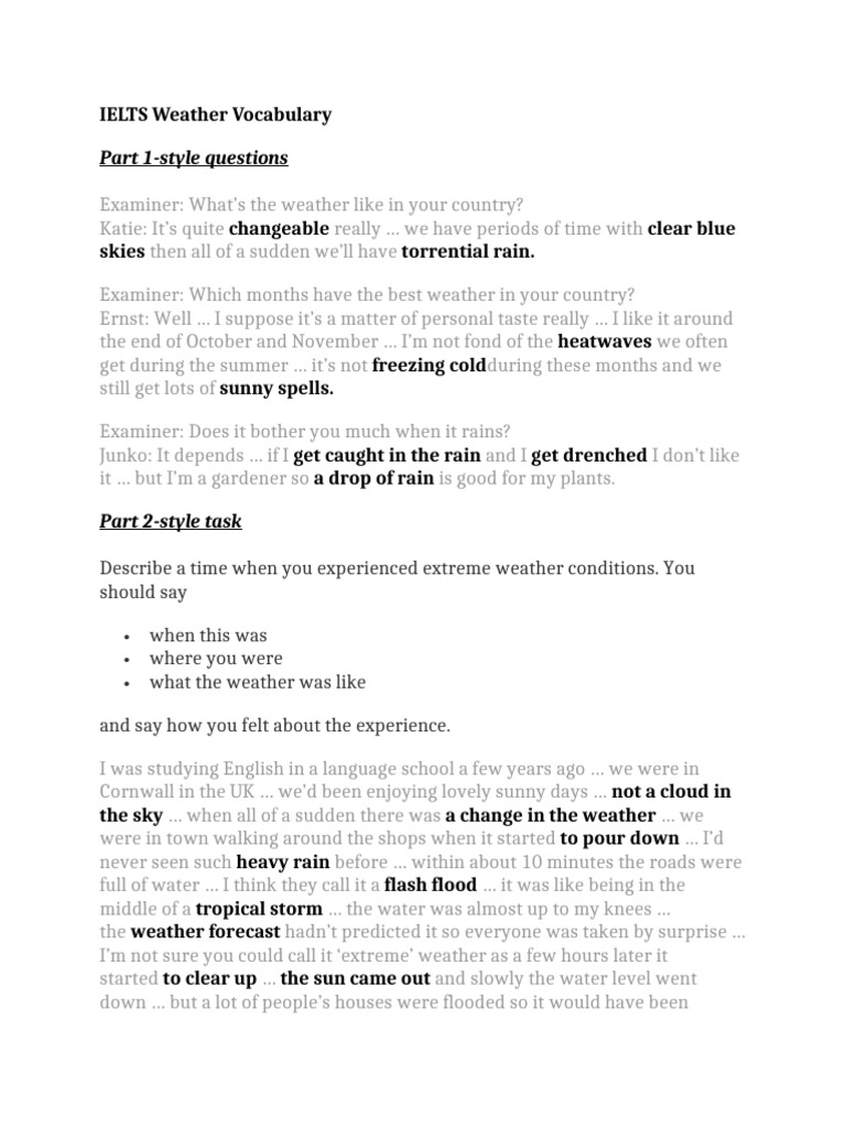 IELTS Weather Vocabulary Guide | PDF | Rain | Weather