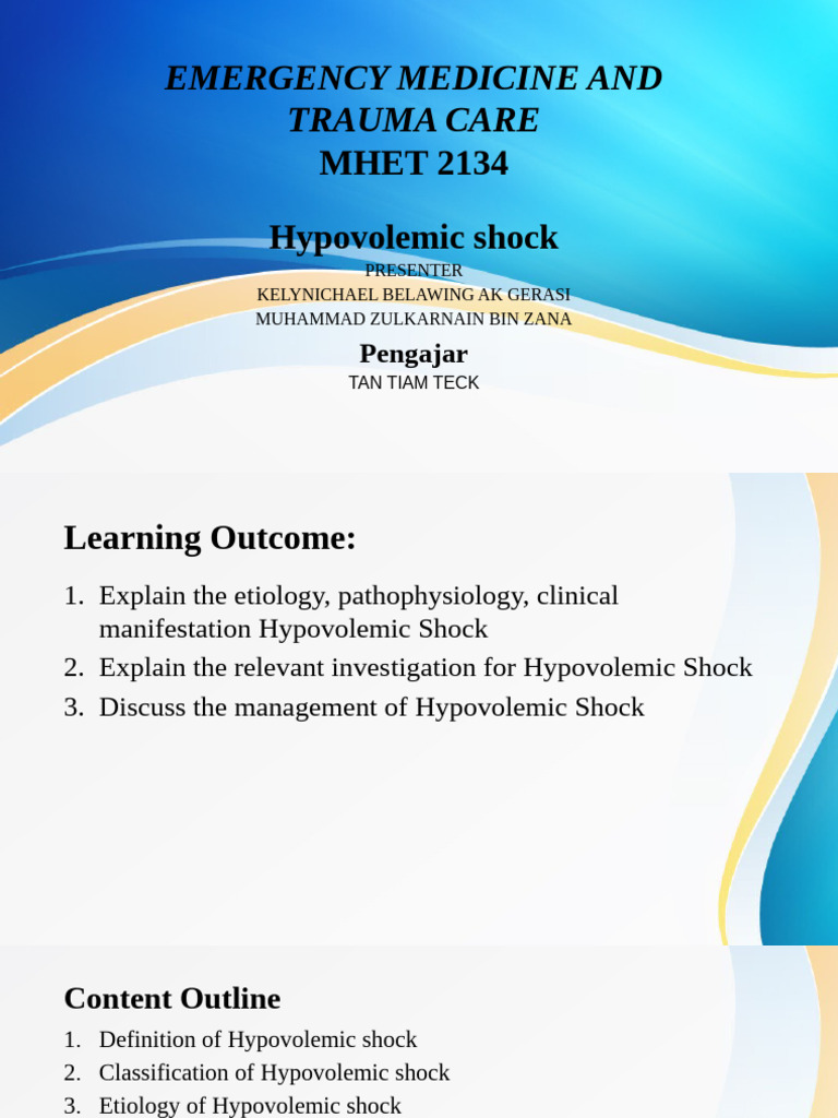 3.2 Hypovolemic Shock | PDF | Shock (Circulatory) | Heart