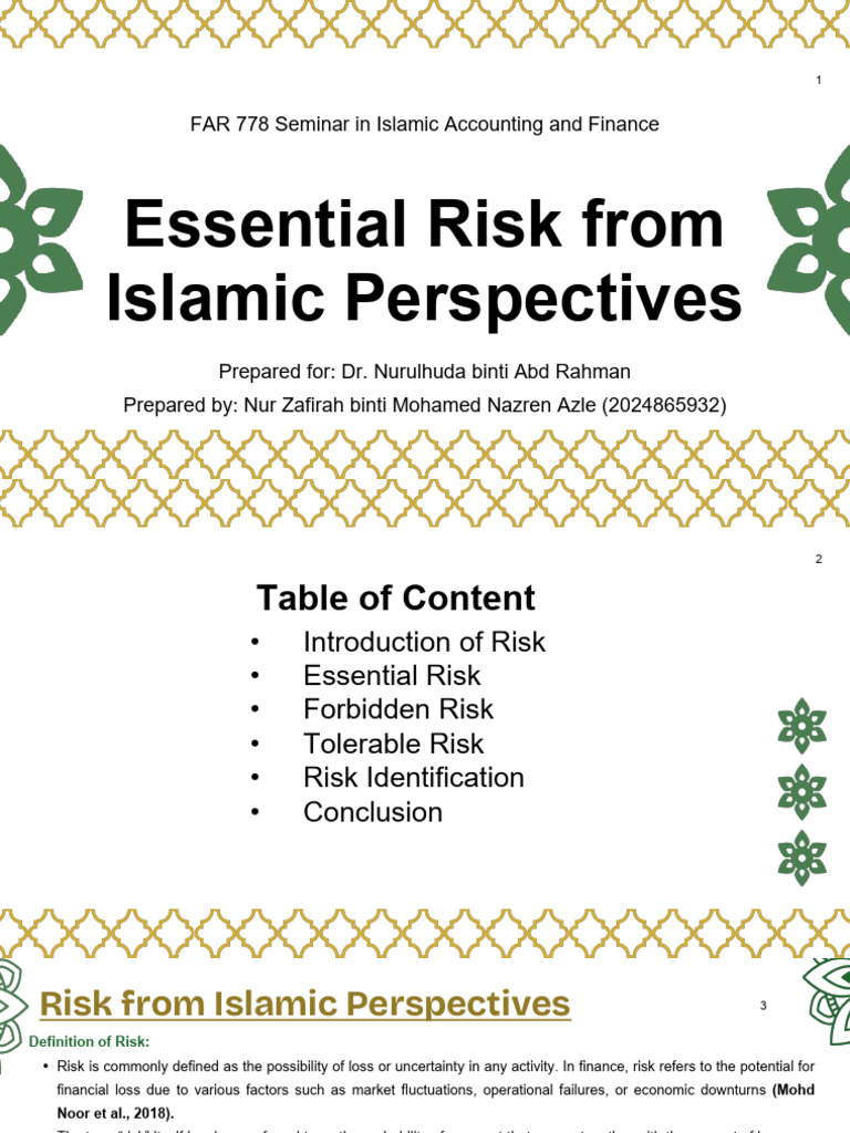 Essential Risk in Islamic Finance Explained | PDF | Islamic Banking And ...