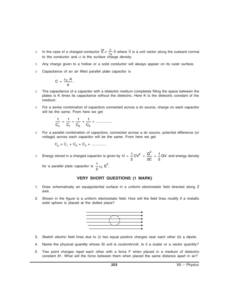Electrostatics and Capacitance Concepts | PDF | Capacitor | Capacitance