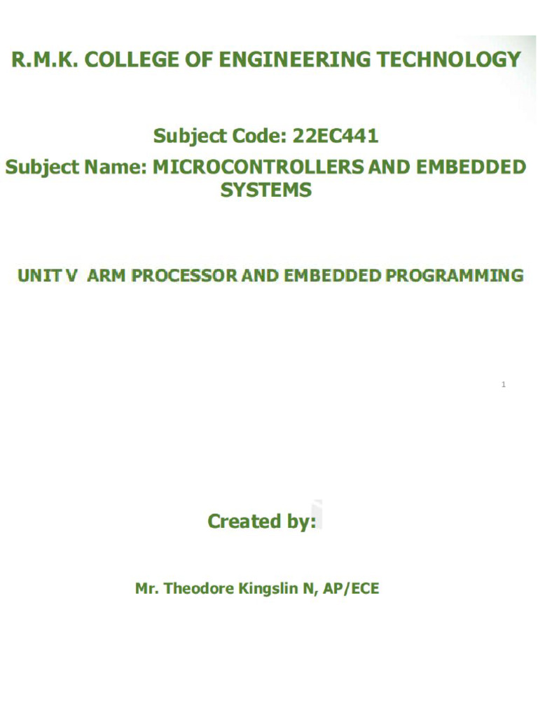 ARM7 Architecture and Embedded Systems | PDF | Assembly Language ...