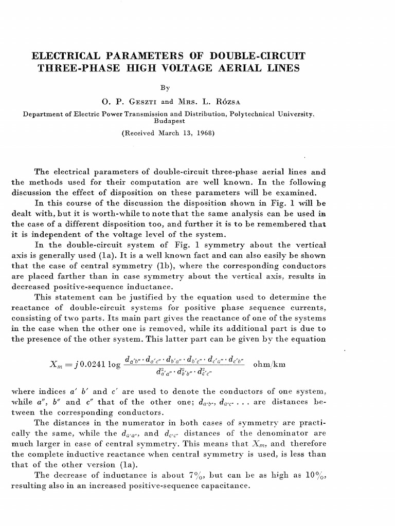 Electrical Parameters of Aerial Lines | PDF | Electrical Impedance ...