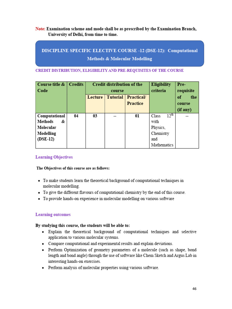 Chem - DSE - Computational Methods and Molecular Modelling | PDF ...
