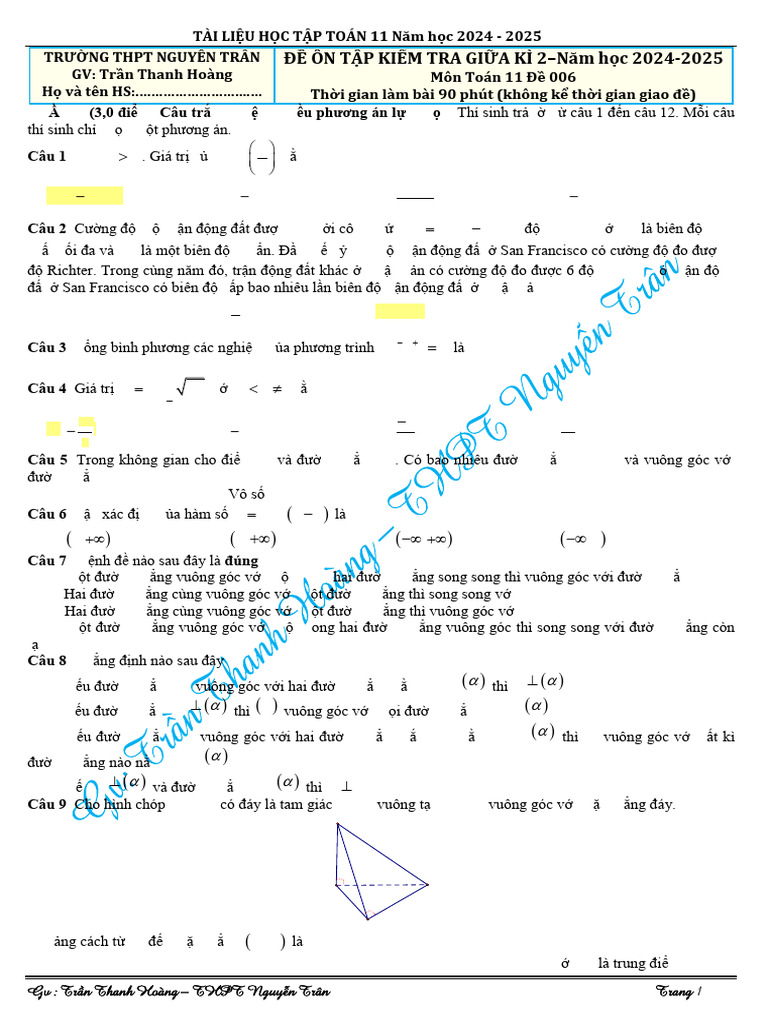 11 GK2 Đề số 006 | PDF