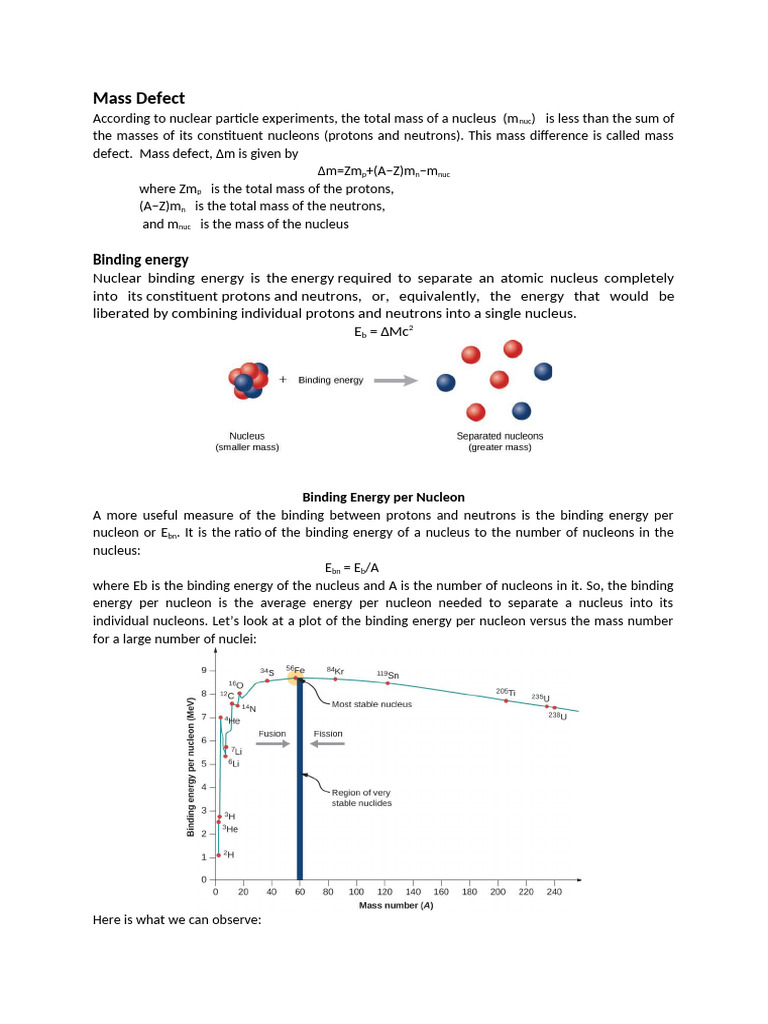 Understanding Mass Defect and Binding Energy | PDF | Atomic Nucleus ...