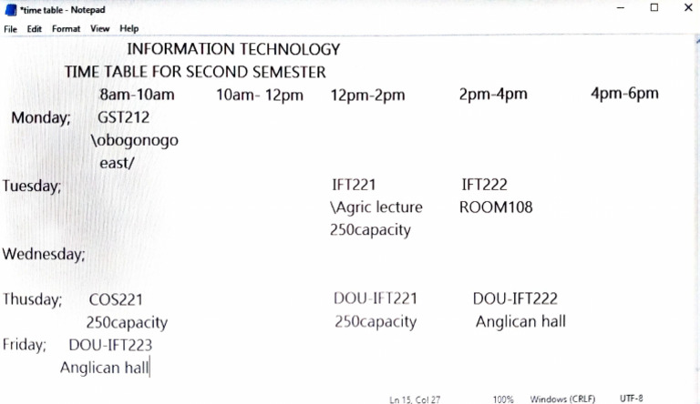 Time Table | PDF