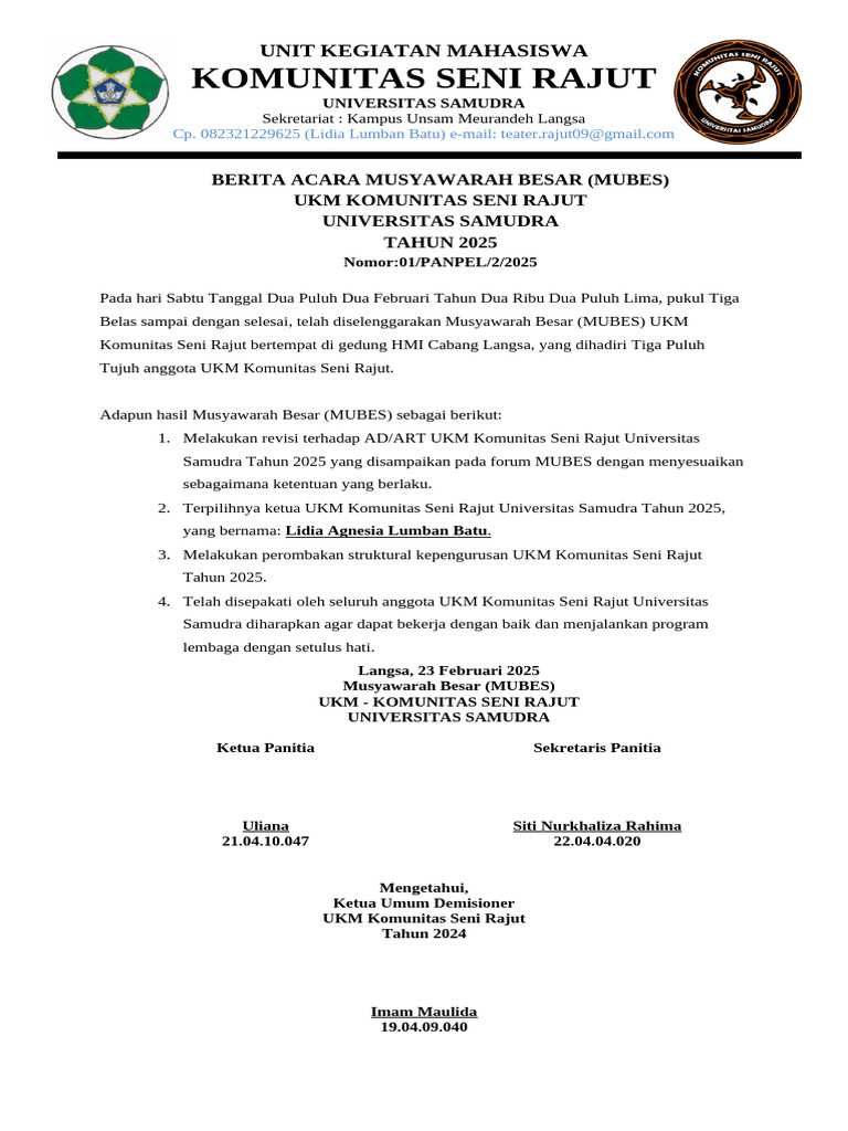 Berita Acara Mubes Rajut 2025 | PDF