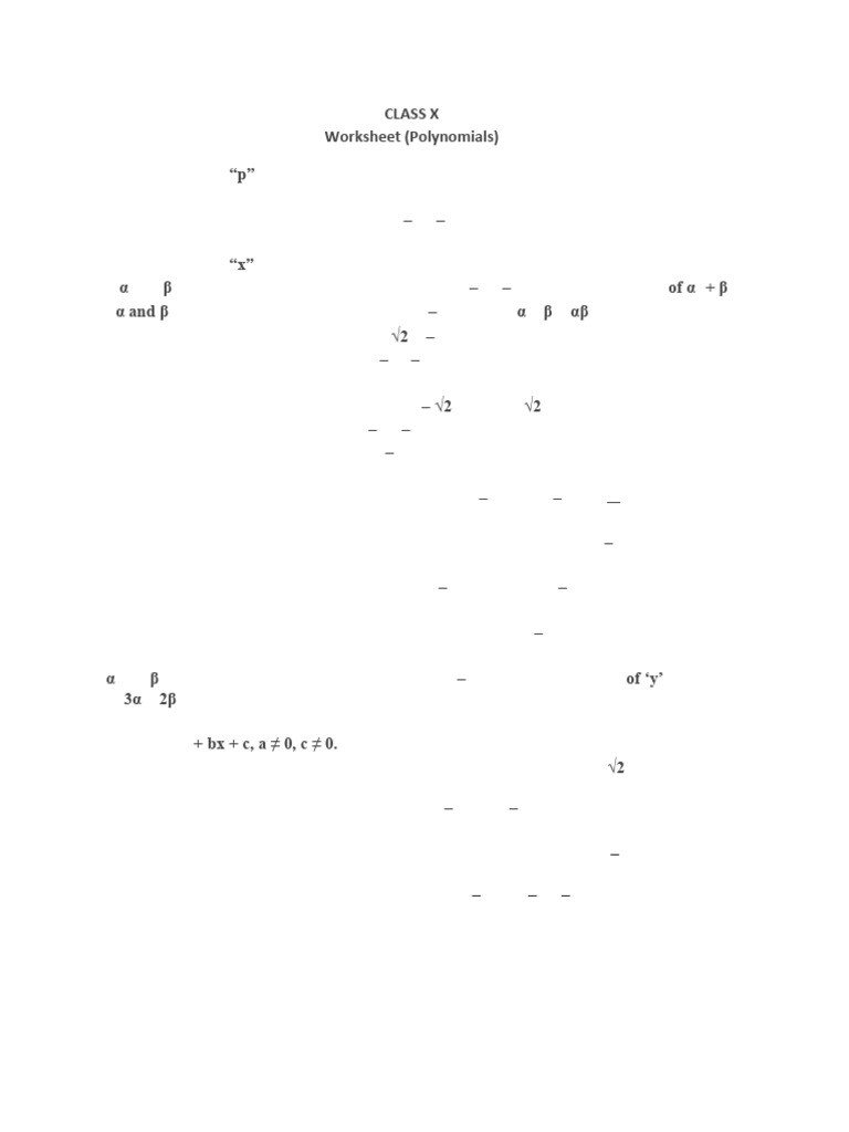 Resource 20250610110256 Polynomials Worksheet X | PDF | Polynomial ...