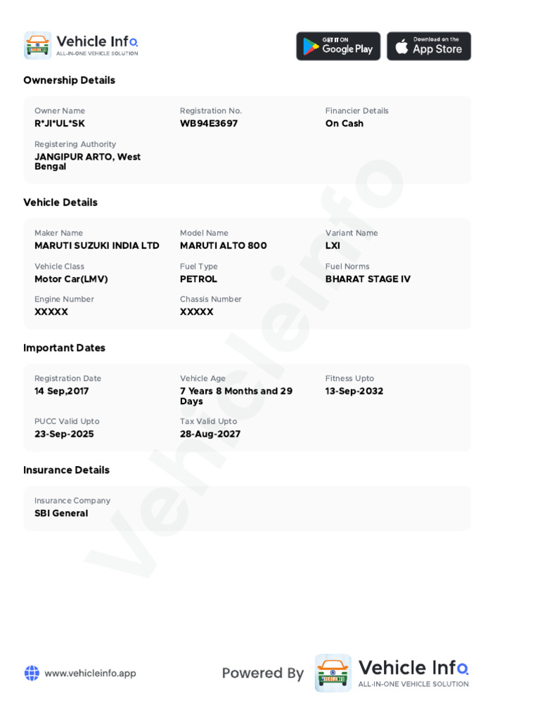 Vehicle Ownership and Status Details | PDF