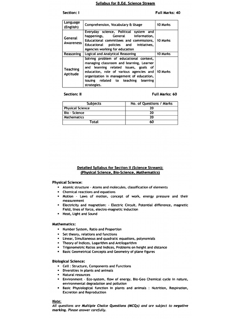 B.ed. Syllabus | PDF
