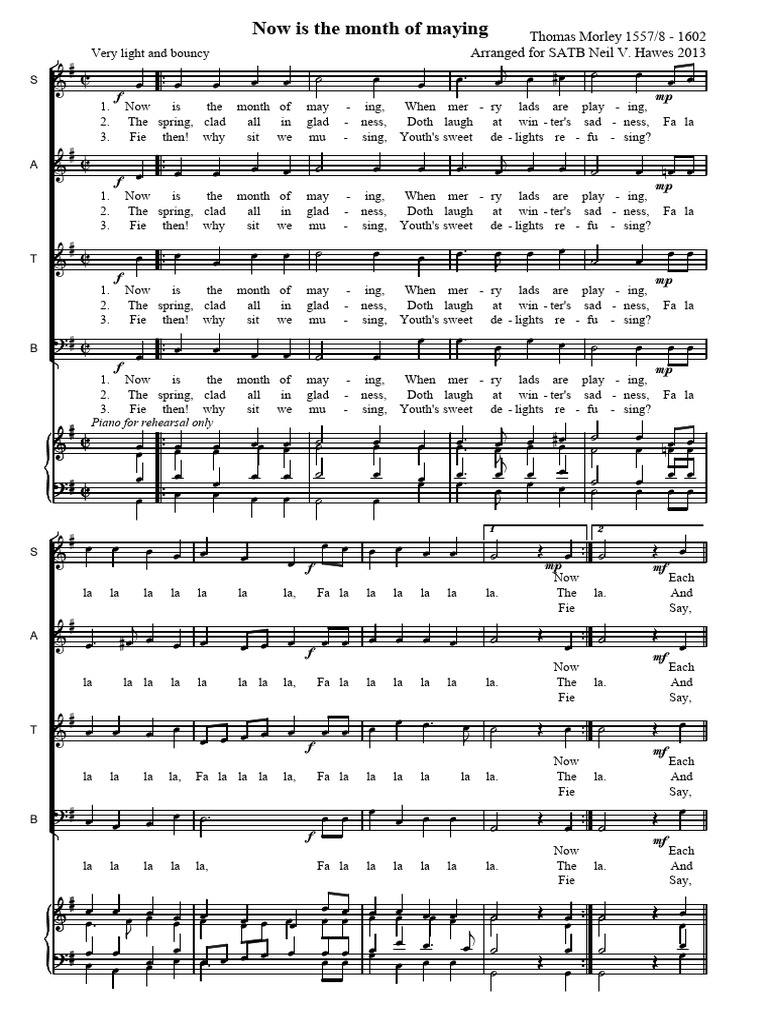 Now is the Month of Maying SATB Score | PDF