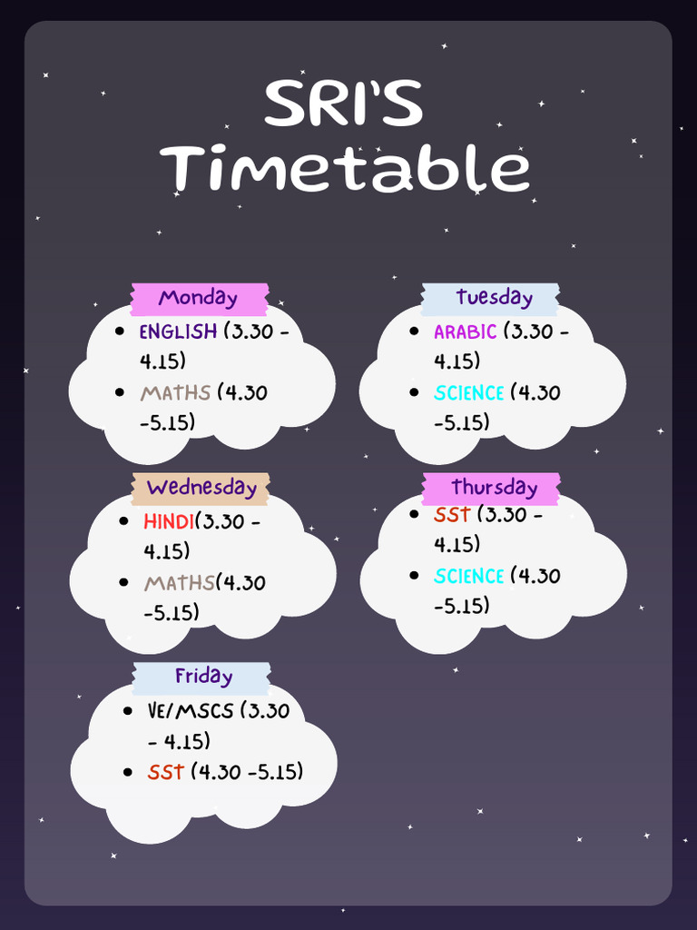 Weekly Class Timetable and Tutors | PDF
