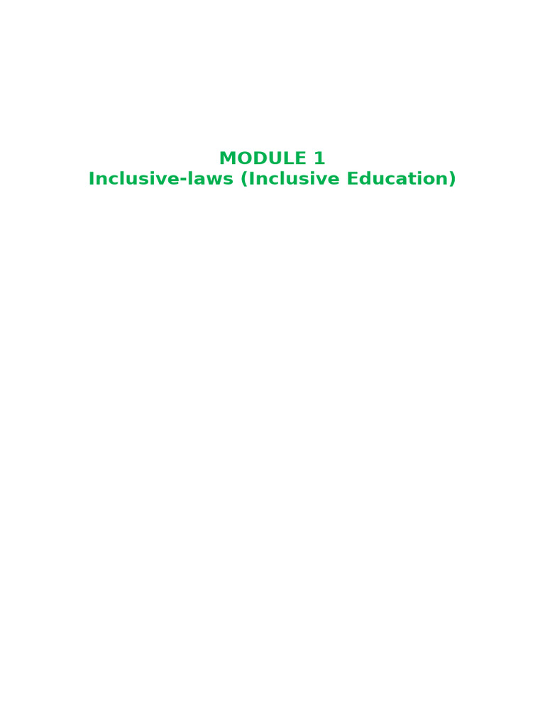 MODULE 1 EDUC 65 Inclusive-laws-Inclusive-education | PDF | Inclusion ...