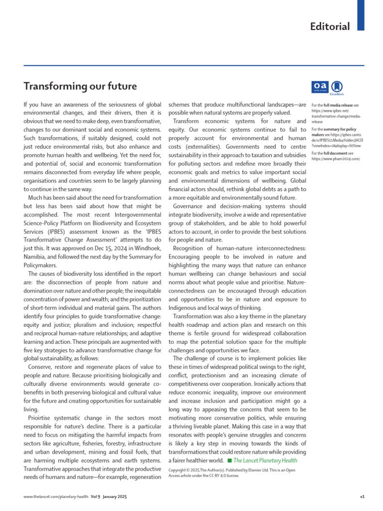 Transformative Change for Global Sustainability | PDF | Sustainability ...