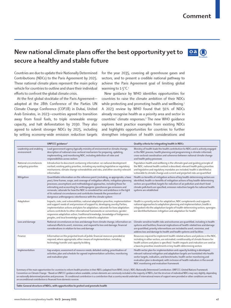 Enhancing Health in National Climate Plans | PDF | Climate Change ...