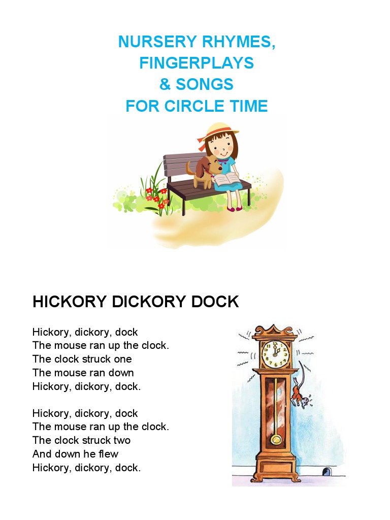 Nursery Rhymes, Songs & Fingerplays Printable Cards Traditional
