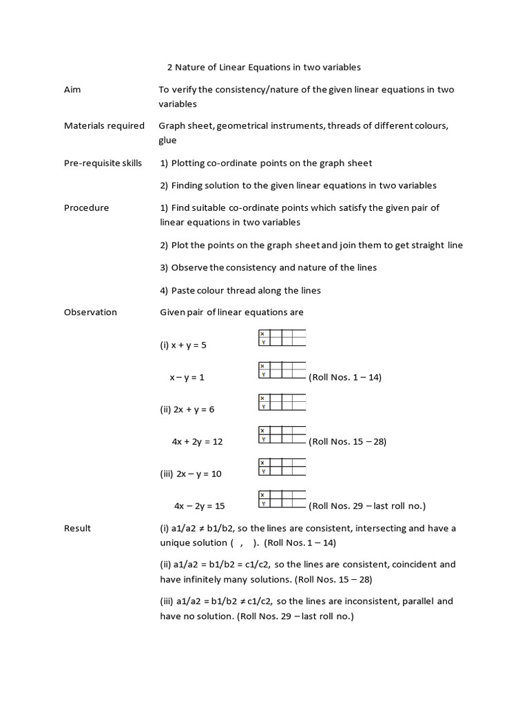 2 Nature of Linear Equations in Two Variables | PDF