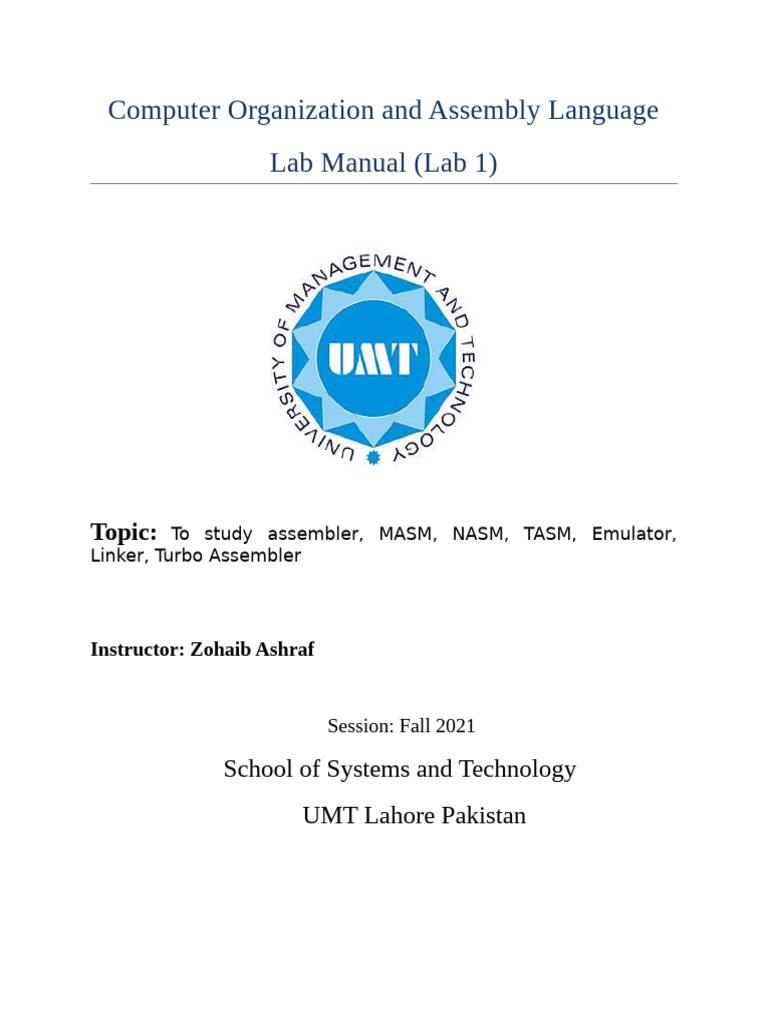 Assembly Language Lab Manual Guide | PDF | Assembly Language | Central ...