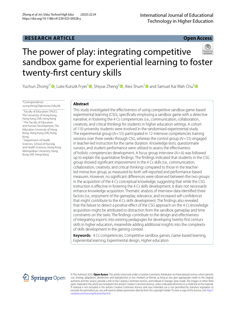 The Power of Play: Integrating Competitive Sandbox Game For ...