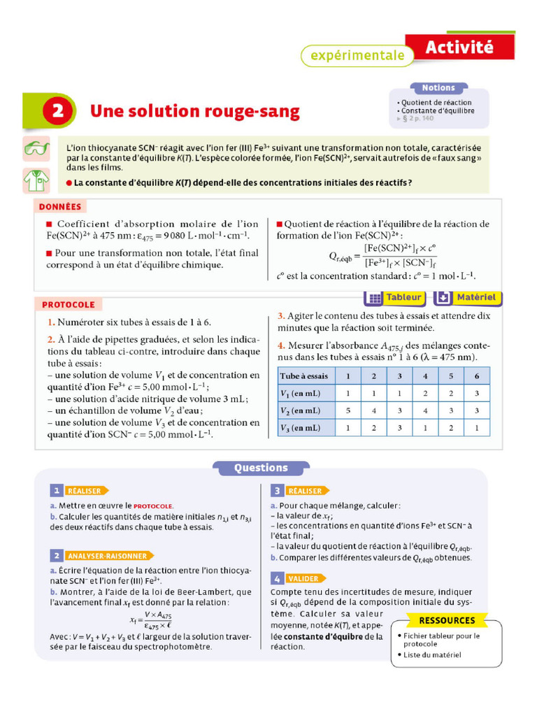 TP Constante de Réaction | PDF