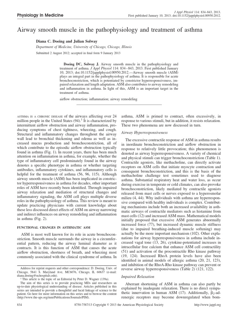 Airway Smooth Muscle's Role in Asthma | PDF | Asthma | Inflammation