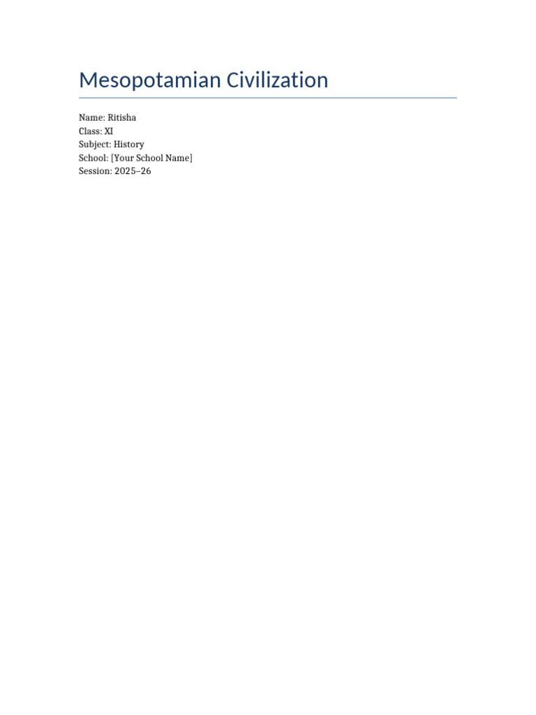 Mesopotamian Civilization Project Class XI | PDF | Mesopotamia | Babylon