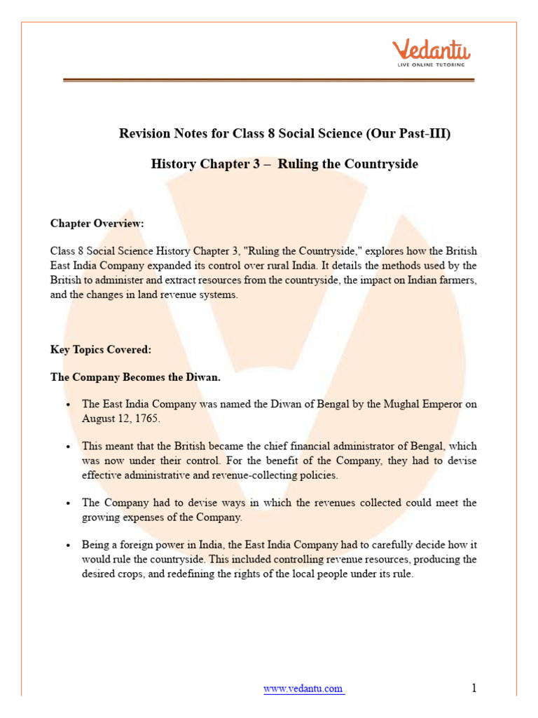 Cbse Class 8 Social Science History Chapter 3 Notes | PDF | Economies
