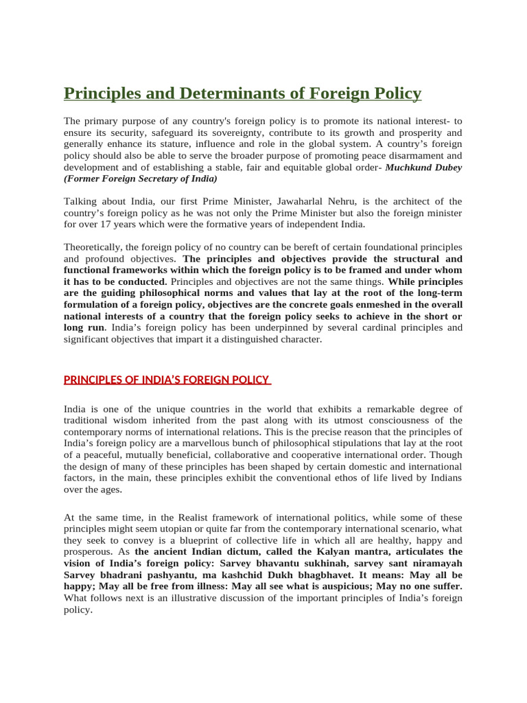 Principles of India's Foreign Policy | PDF | Non Aligned Movement ...